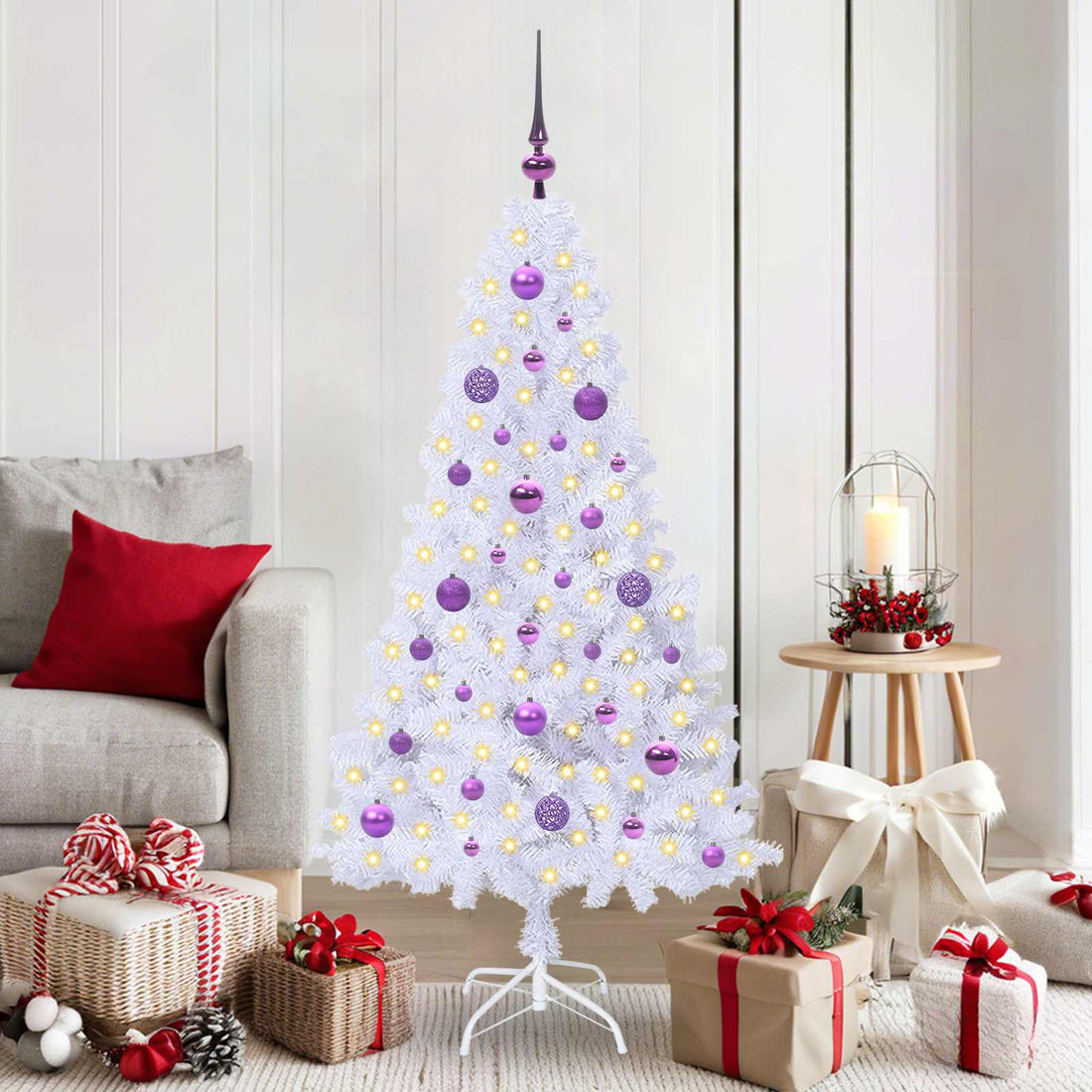 vidaXL Árbol de Navidad artificial Blanco 150 cm PVC y Acero