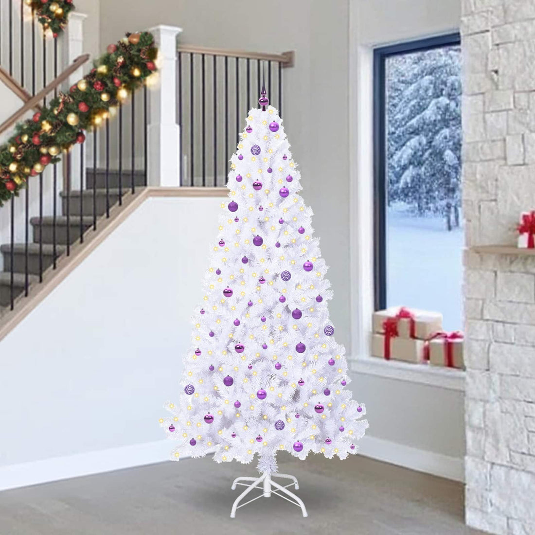 vidaXL Árbol de Navidad artificial con 300 LED 240 cm PVC y Acero