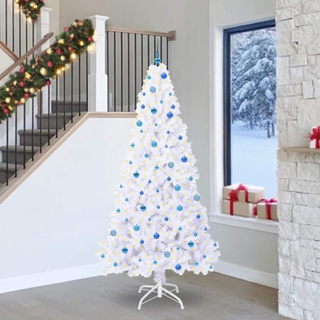 vidaXL Árbol de Navidad artificial con 300 LED 240 cm PVC y Acero