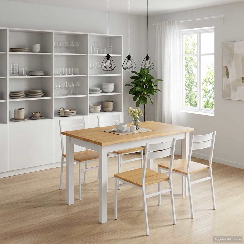 VidaXL Mesa de Comedor EKAI Blanco 112 x 70 x 76,5 cm