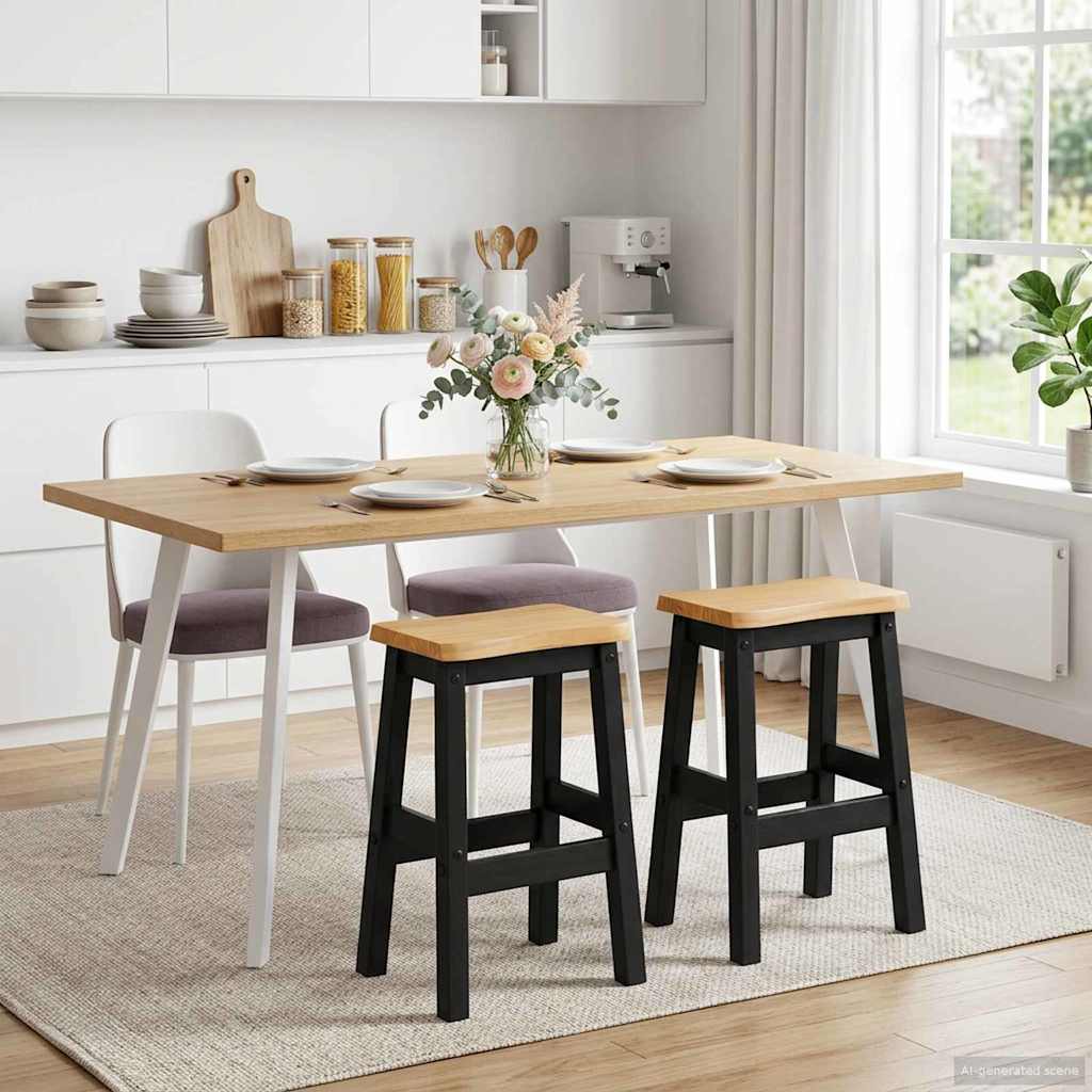 vidaXL Taburete Alto de Bar EKAI 2 uds. Negro 40 x 29 x 63 cm