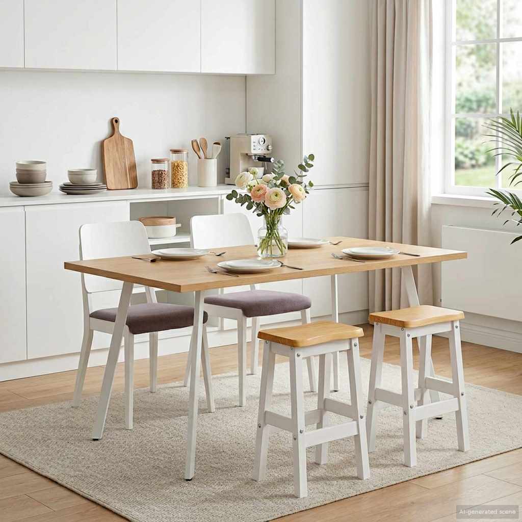 vidaXL Taburete Alto de Bar EKAI 2 uds. Blanco 40 x 29 x 63 cm