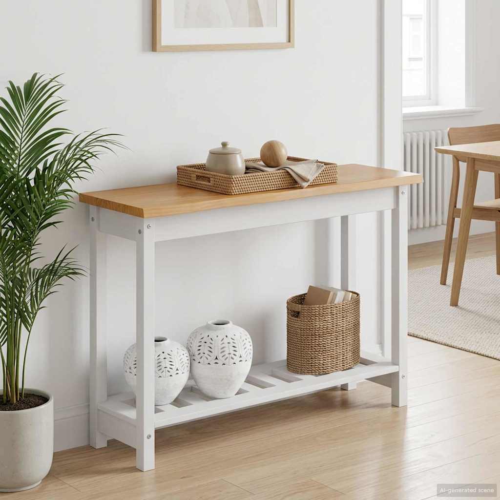 VidaXL Mesa Consola EKAI Blanco 112 x 35 x 76 cm Madera de Pino Maciza