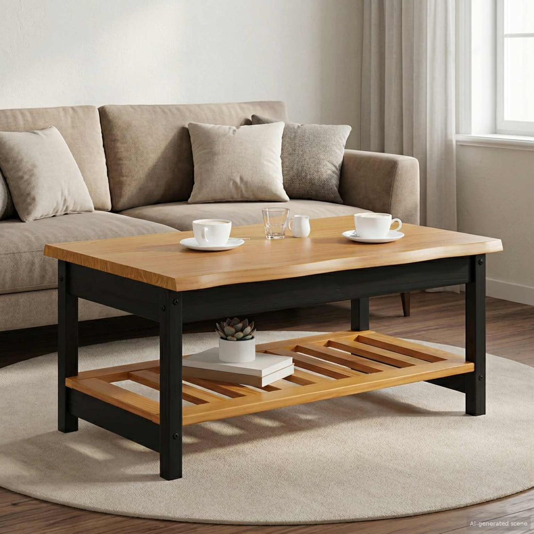 VidaXL Mesa de centro EKAI Negro 100 x 60 x 45,5 cm