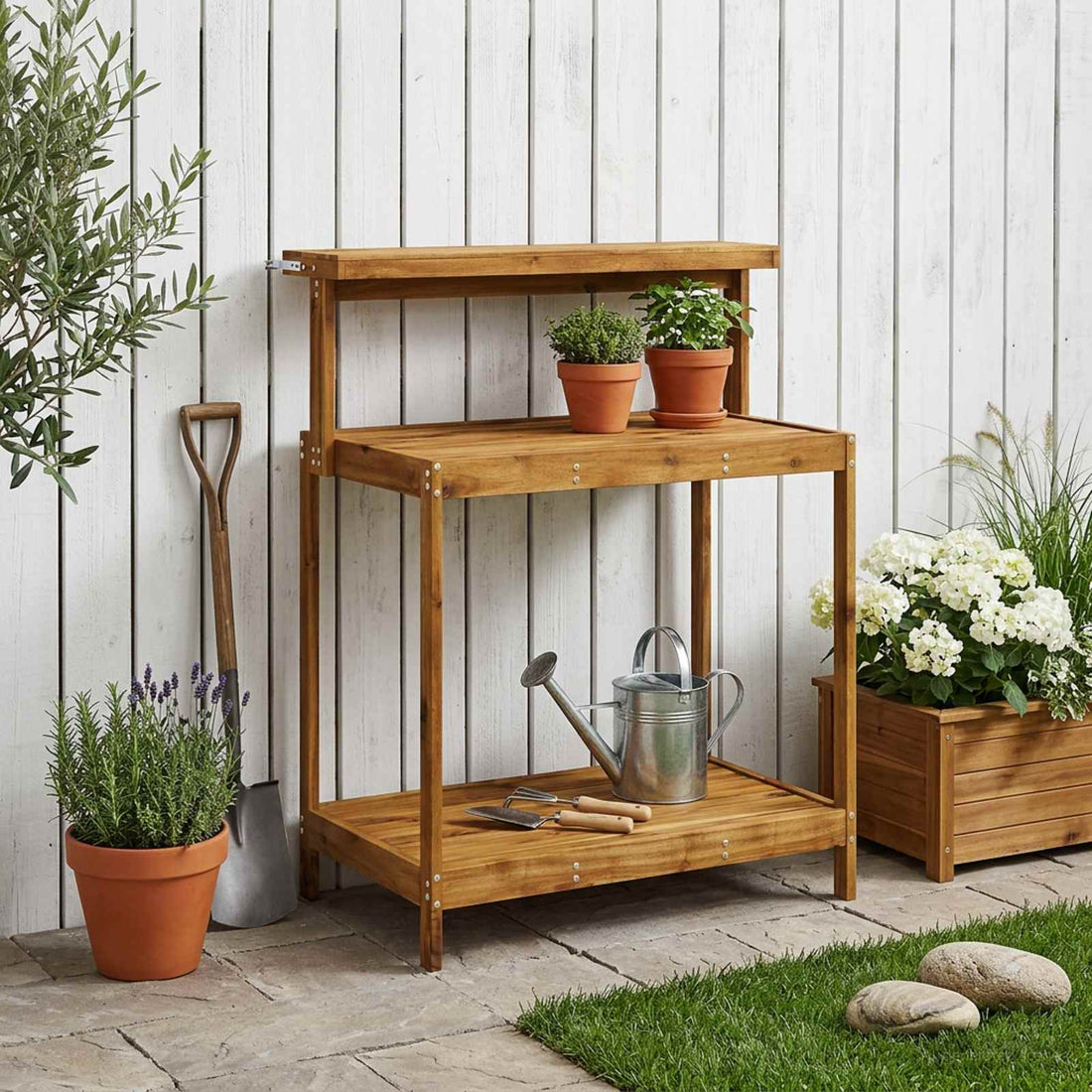 vidaXL Banco de Trasplante Exterior 86,5 x 48,5 x 106 cm Natural