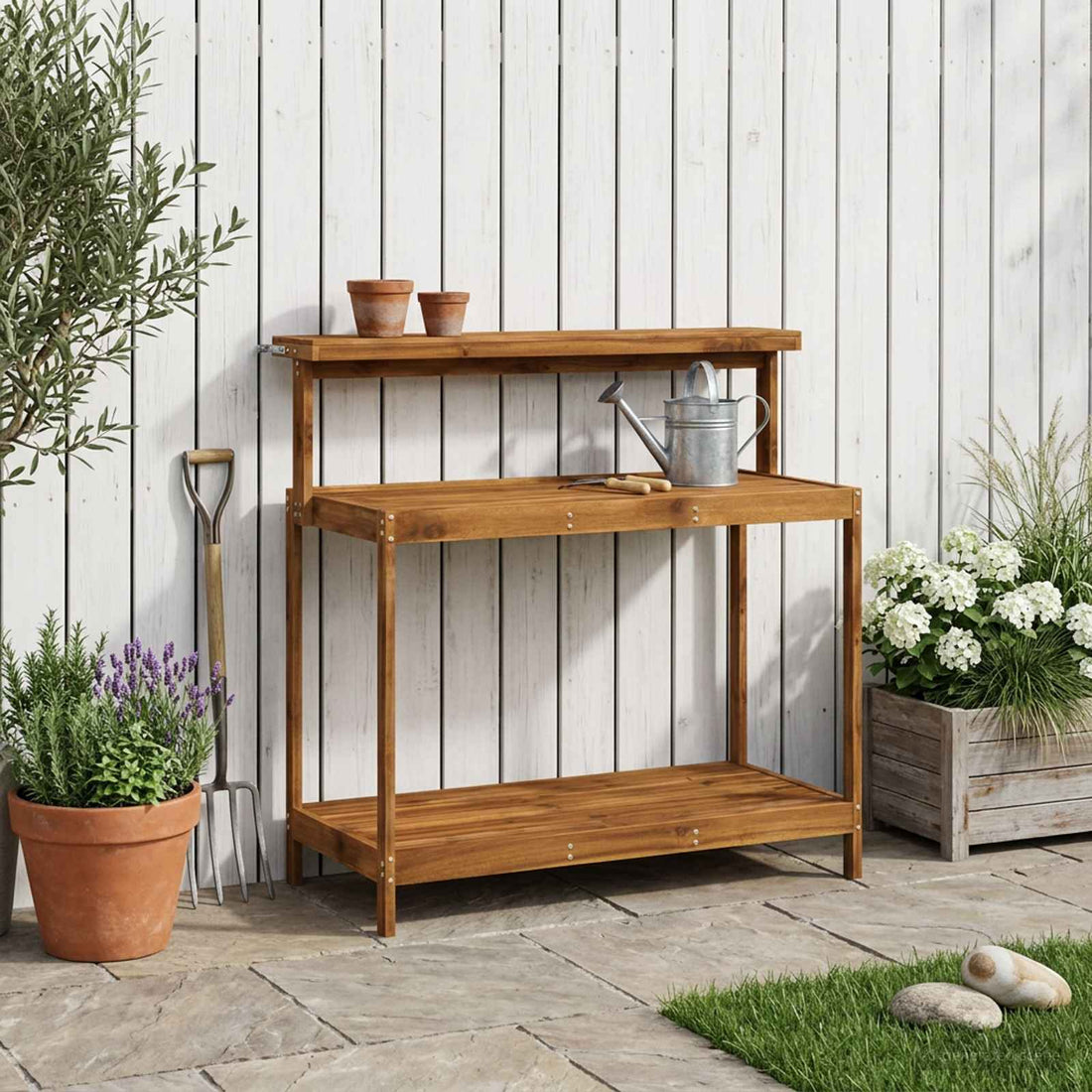 vidaXL Banco de Trasplante Exterior 111,5 x 48,5 x 107 cm Natural