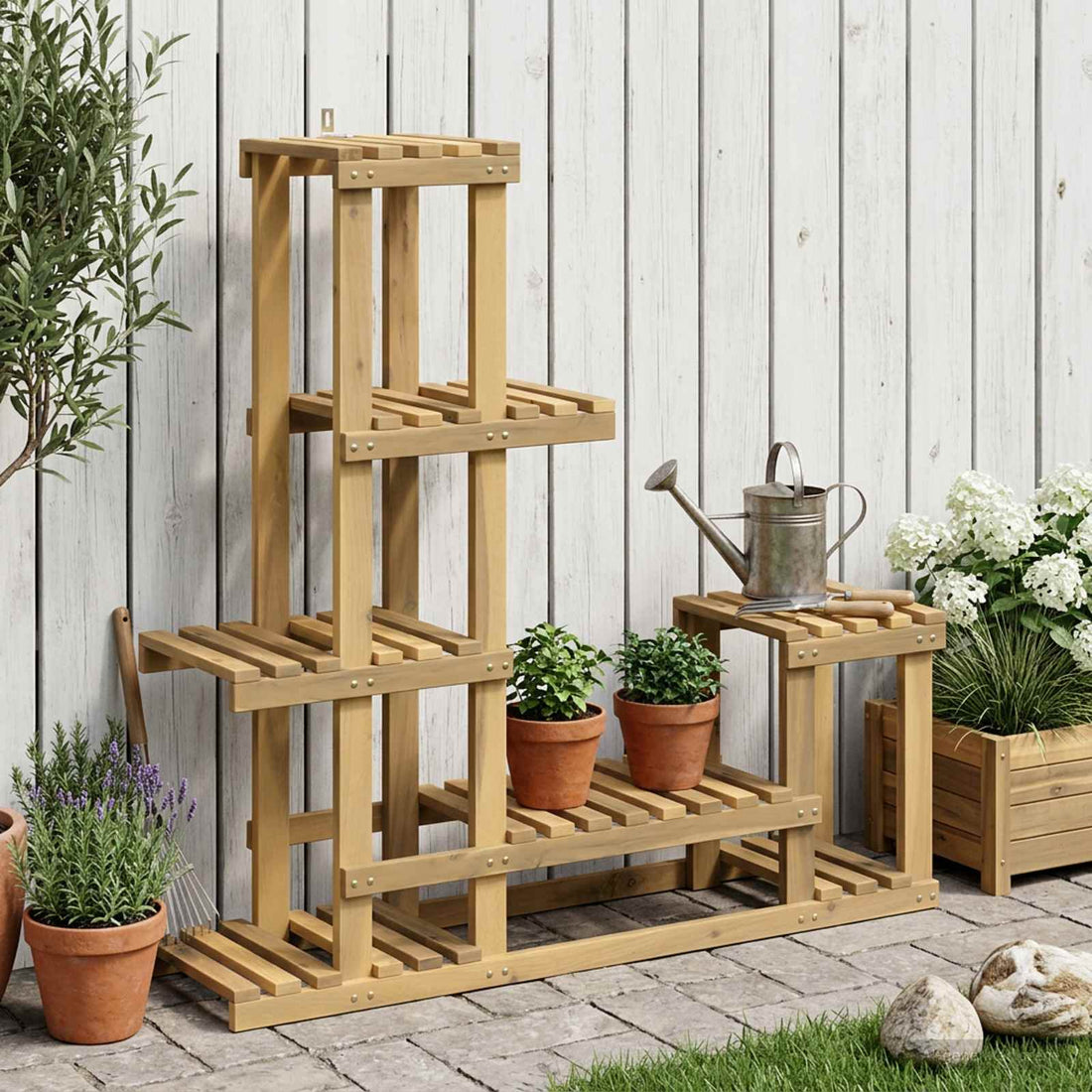 vidaXL Soporte de plantas Blanco 93,5 x 25 x 91,5 cm