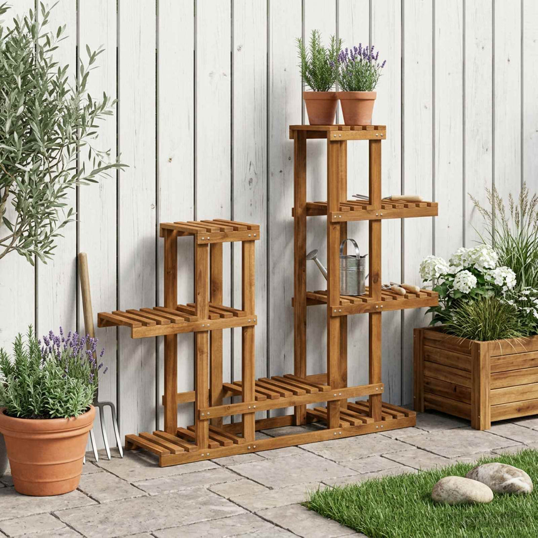 vidaXL Soporte de plantas Natural 118 x 25 x 96,5 cm
