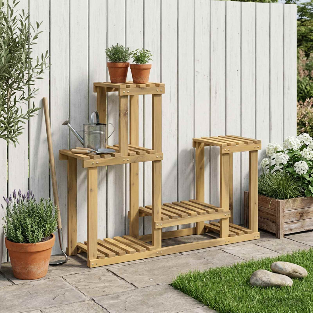 vidaXL Soporte de plantas Blanco 90 x 25 x 73 cm