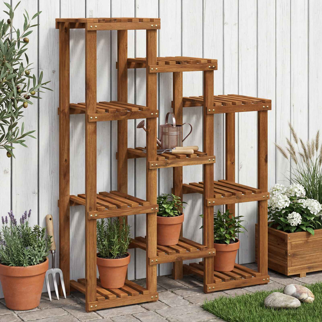 vidaXL Soporte de plantas Natural 85 x 30 x 114,5 cm
