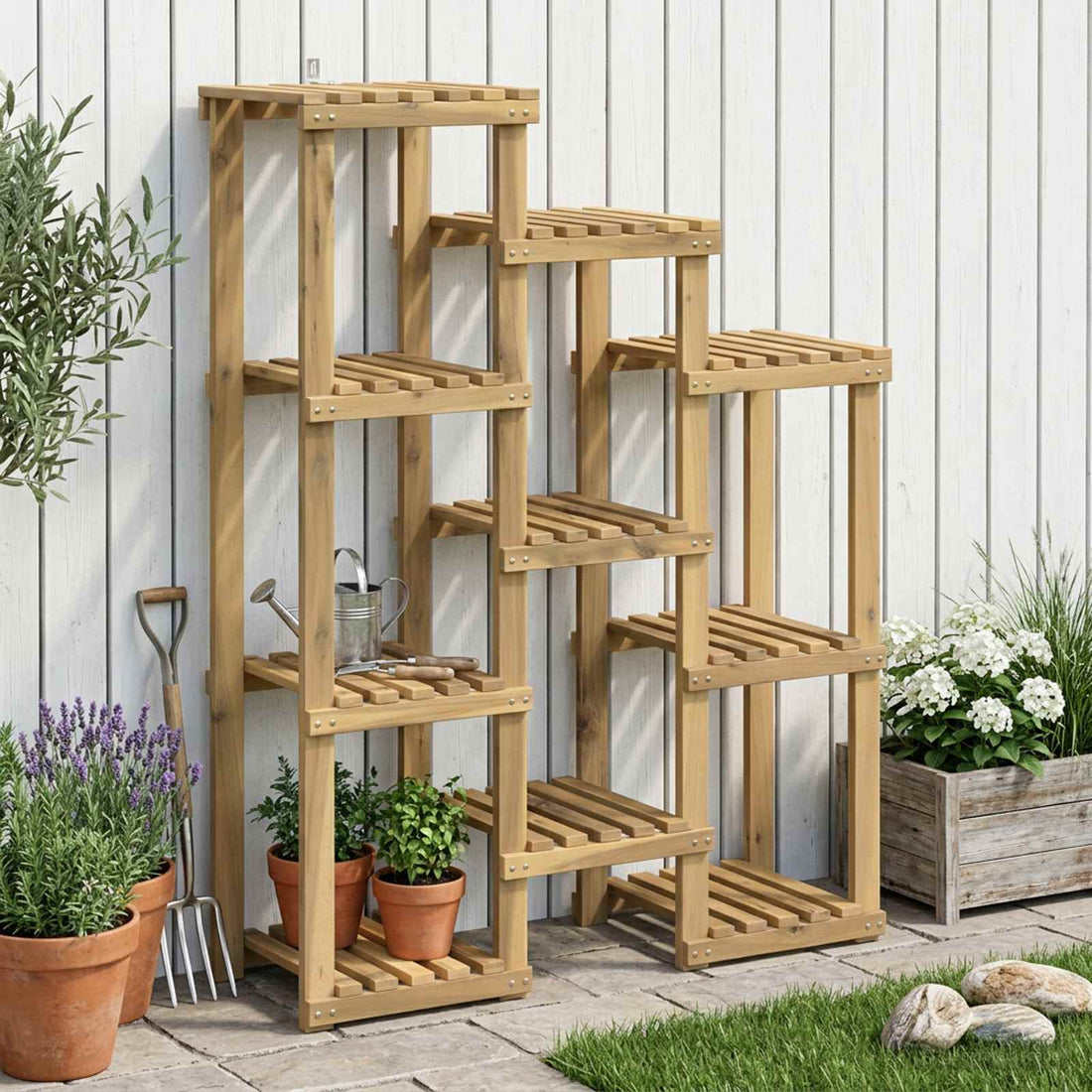 vidaXL Soporte de plantas Blanco 85 x 30 x 114,5 cm