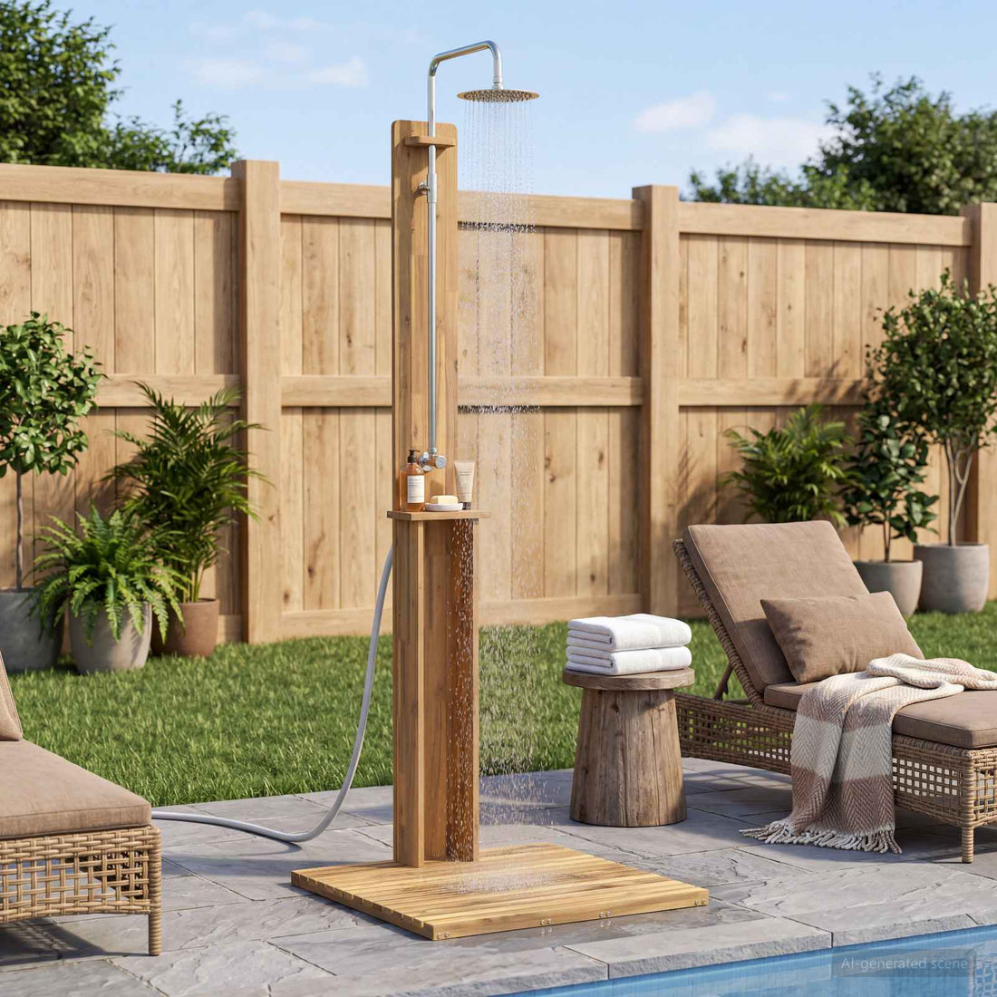 vidaXL Ducha exterior 217 cm Blanco