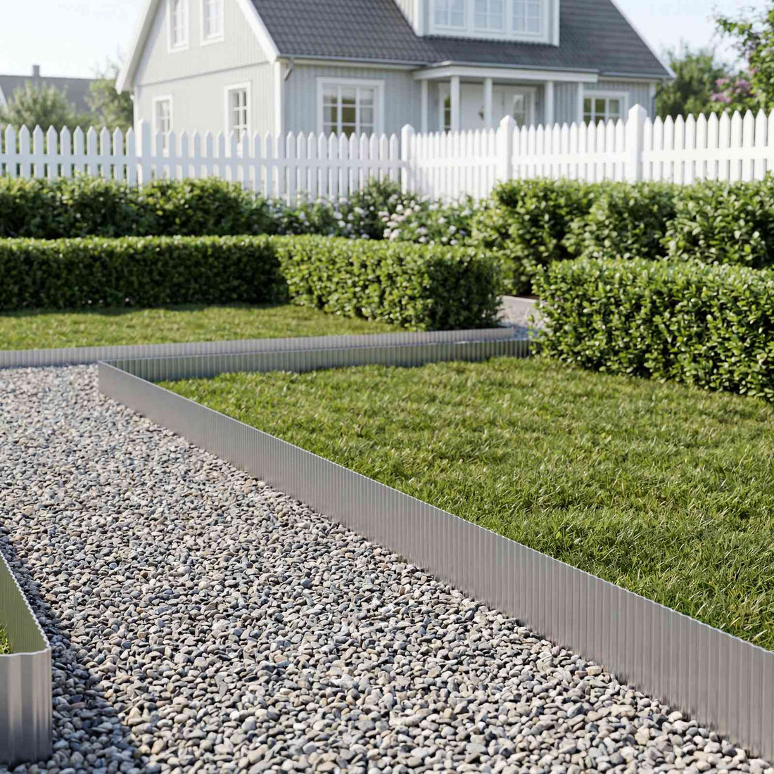 vidaxl Borde de Césped 10 m x 30 cm Acero Galvanizado Plateado
