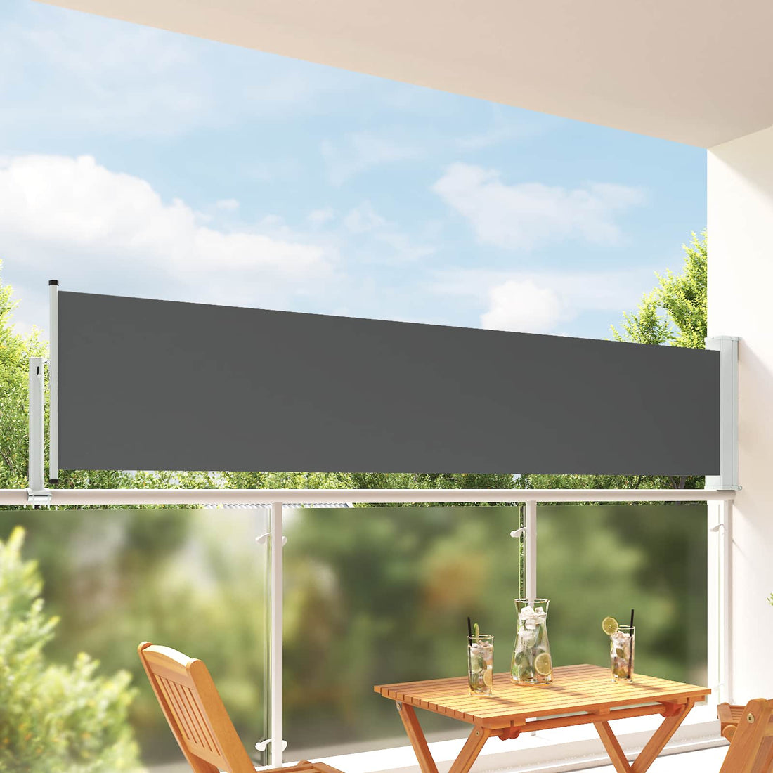 vidaXL Toldo lateral 80 x 300 cm 100% poliéster hierro acero