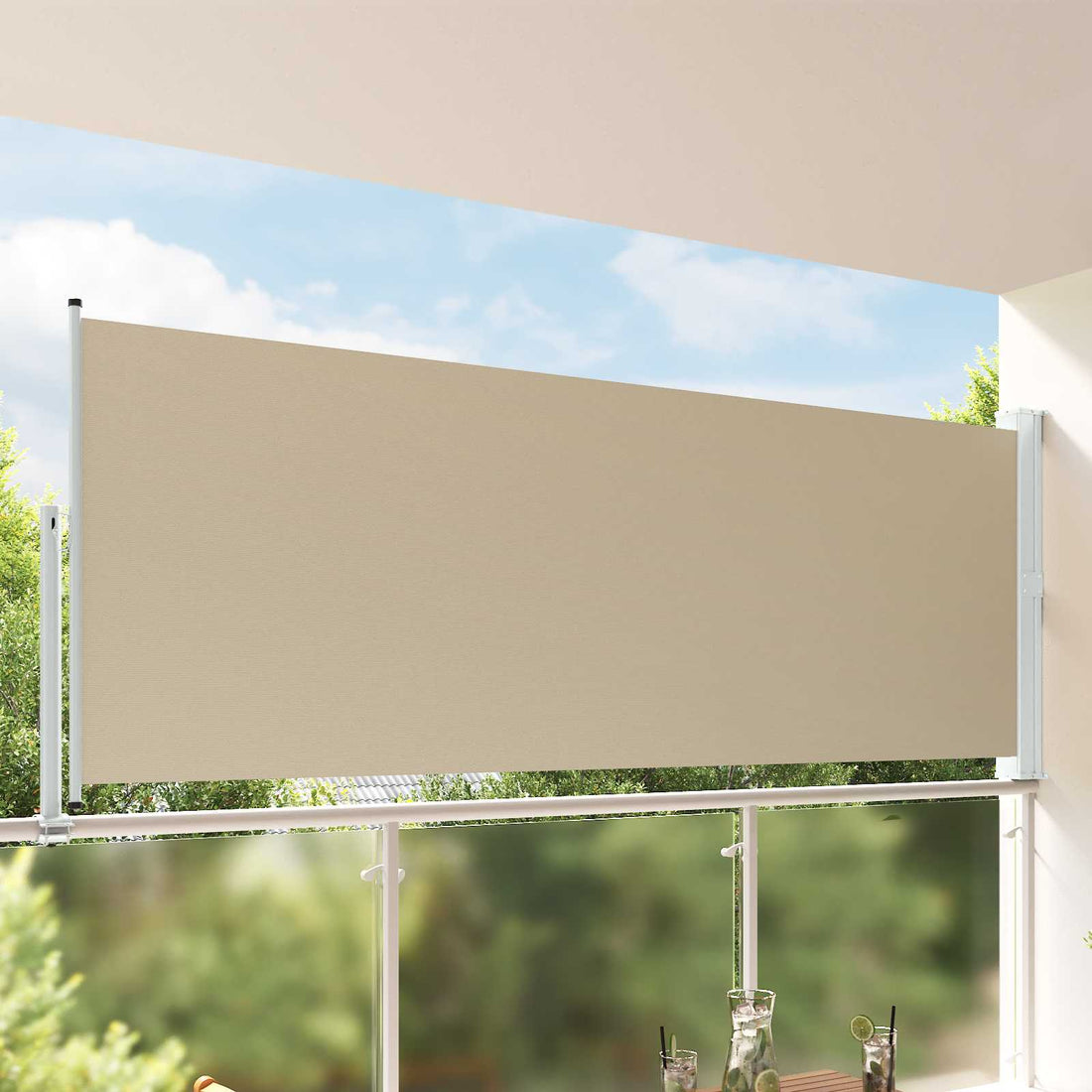 vidaXL Toldo lateral 160 x 300 cm 100% poliéster hierro acero