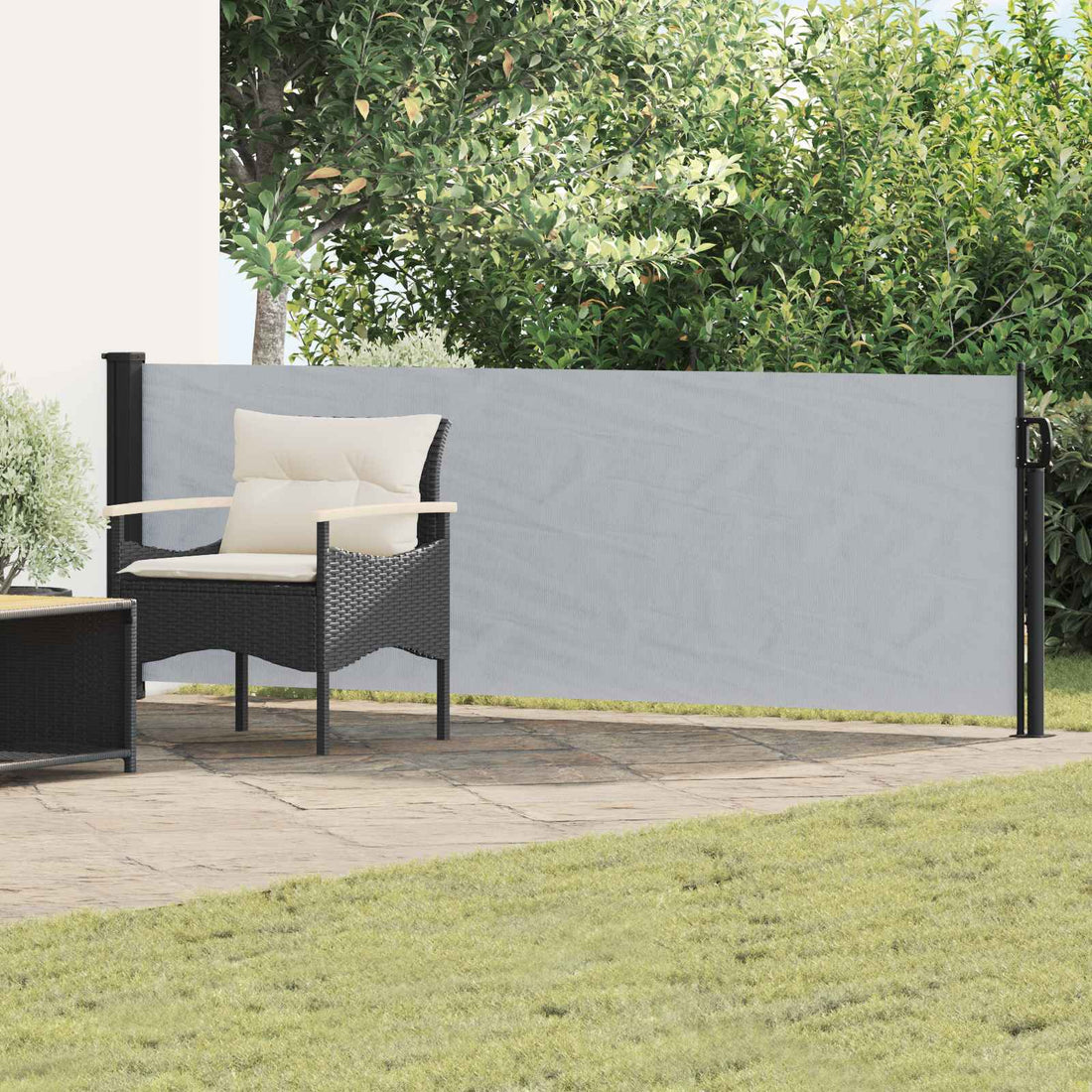 vidaXL Toldo lateral retráctil 300 x 100 cm Poliéster Rectangular Gris