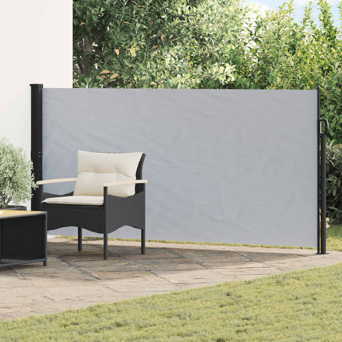 vidaXL Toldo lateral retráctil 300 x 140 cm Poliéster Rectangular Gris