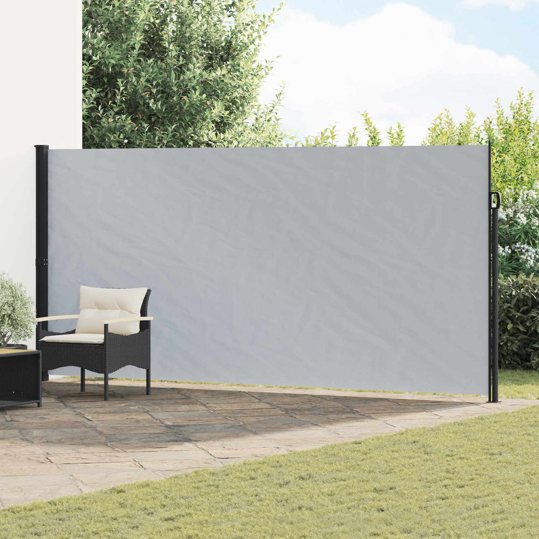 vidaXL Toldo lateral retráctil 500 x 180 cm Poliéster Rectangular Gris