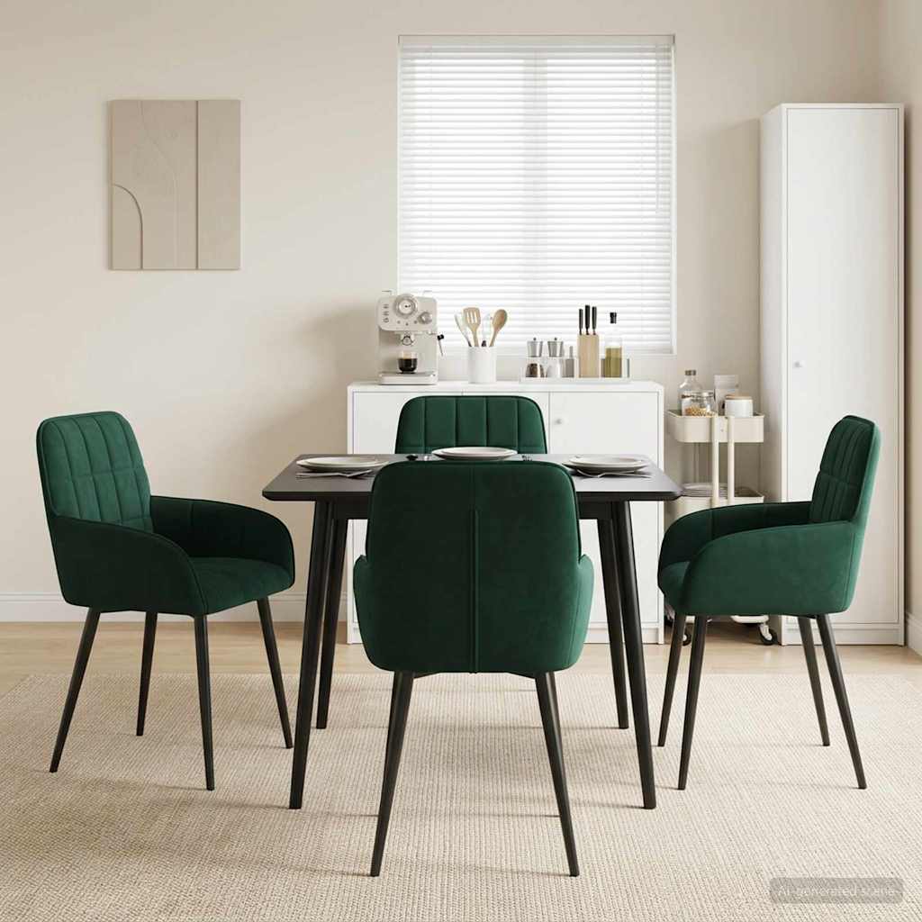 vidaXL Sillas de comedor 4 uds. Terciopelo Verde oscuro