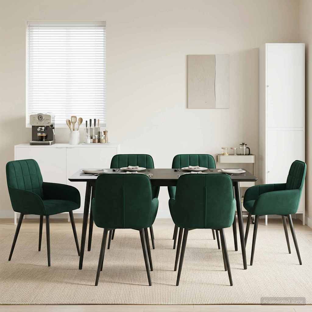 vidaXL Sillas de comedor 6 uds. Terciopelo Verde oscuro
