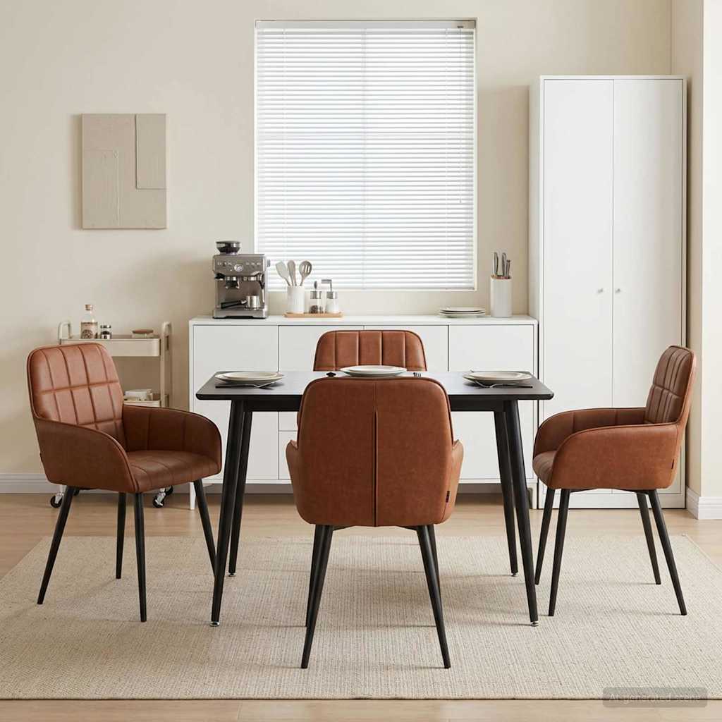 vidaXL Sillas de comedor 4 uds. Cuero sintético Marrón
