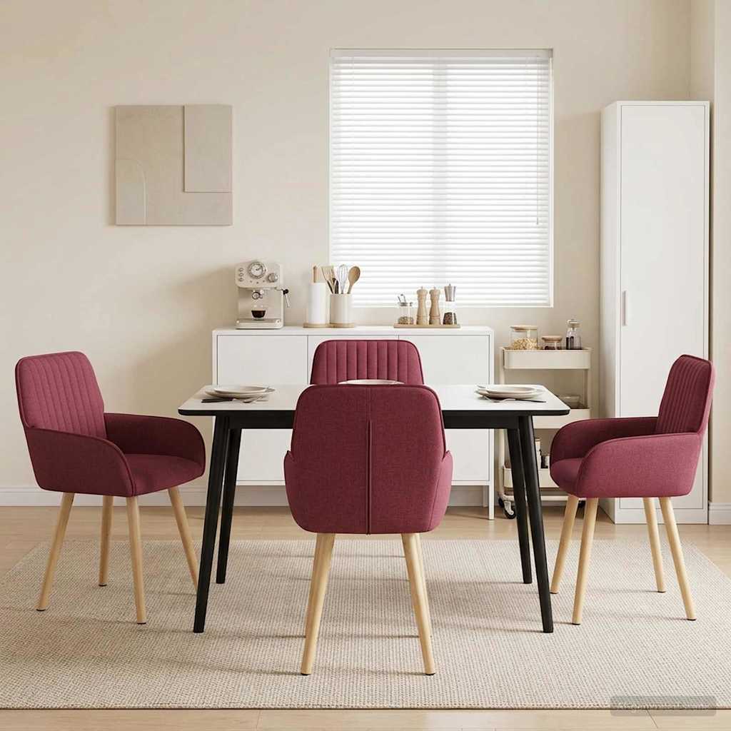 vidaXL Sillas de comedor 4 uds. Tela Rojo vino 56,5 x 50 x 87,5 cm