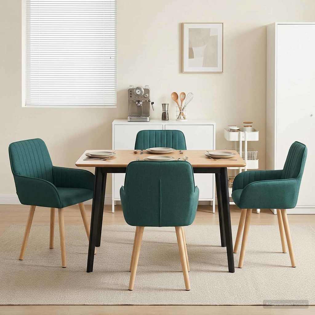 vidaXL Sillas de comedor 4 uds. Tela Verde oscuro 56,5 x 50 x 87,5 cm