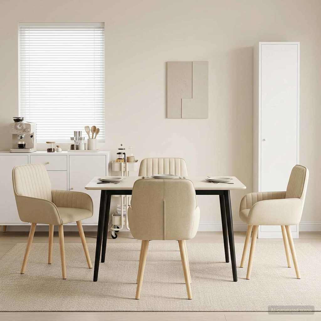 vidaXL Sillas de comedor 4 uds. Tela Crema 56,5 x 50 x 87,5 cm