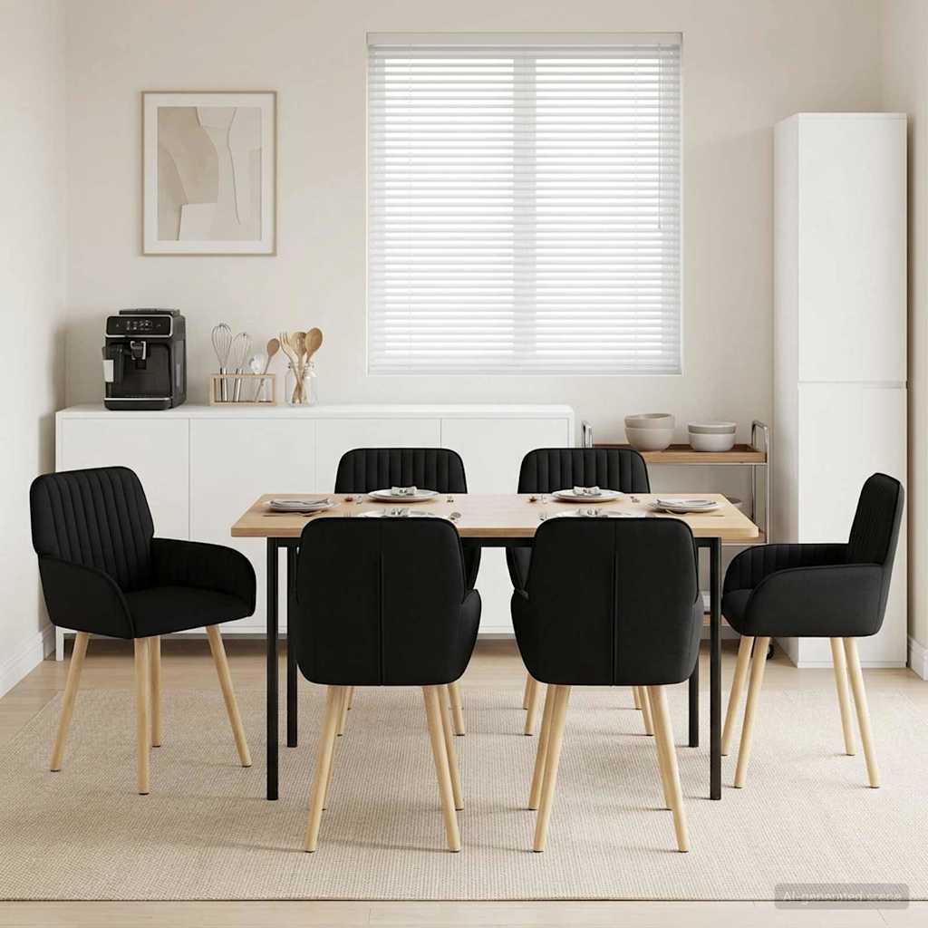 vidaXL Sillas de comedor 6 uds. Tela Negro 56,5 x 50 x 87,5 cm