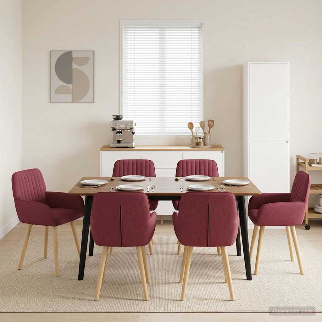 vidaXL Sillas de comedor 6 uds. Tela Rojo vino 56,5 x 50 x 87,5 cm