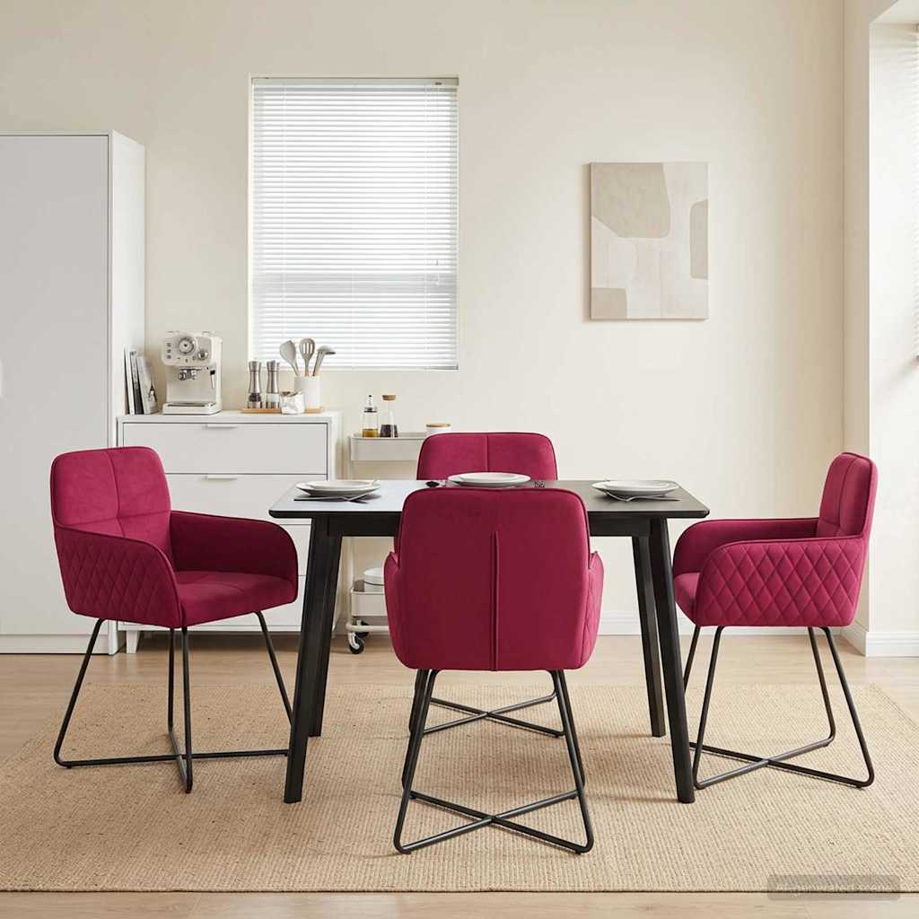 vidaXL Sillas de comedor 4 uds. Terciopelo Rojo vino 59 x 56,5 x 86 cm