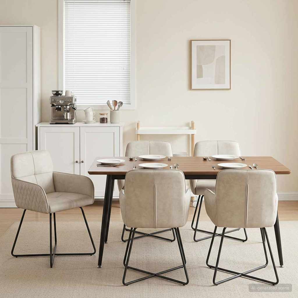vidaXL Sillas de comedor 6 uds. Terciopelo Crema 59 x 56,5 x 86 cm