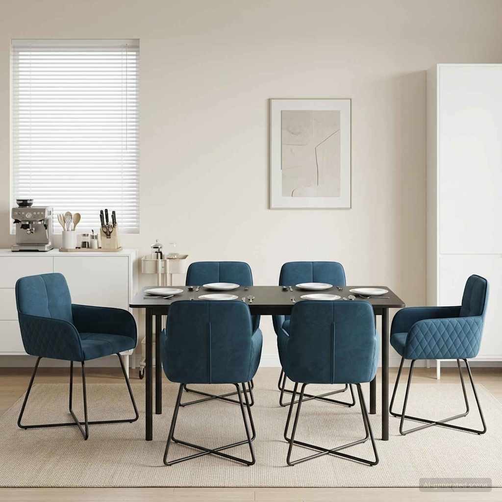 vidaXL Sillas de comedor 6 uds. Terciopelo Azul 59 x 56,5 x 86 cm