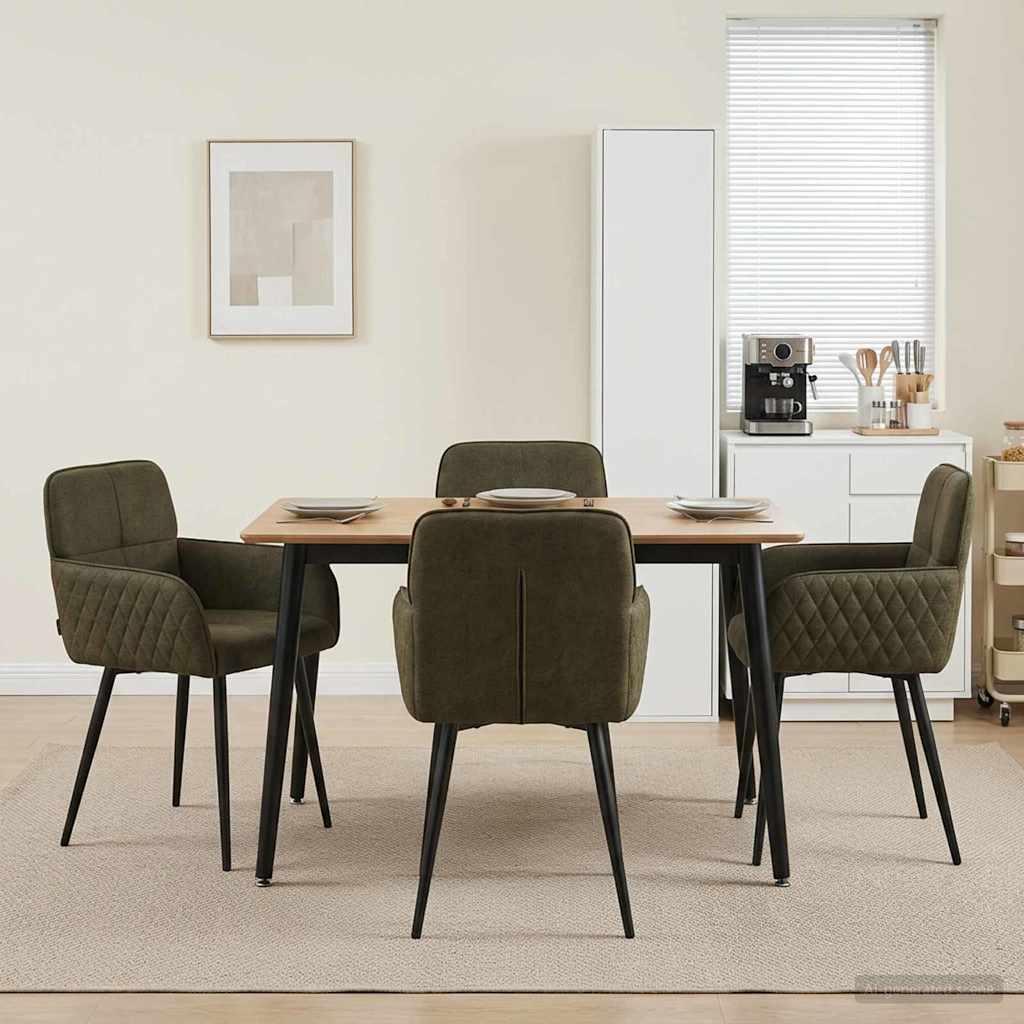 vidaXL Sillas de comedor 4 uds. Cuero de Suede Sintético Verde militar