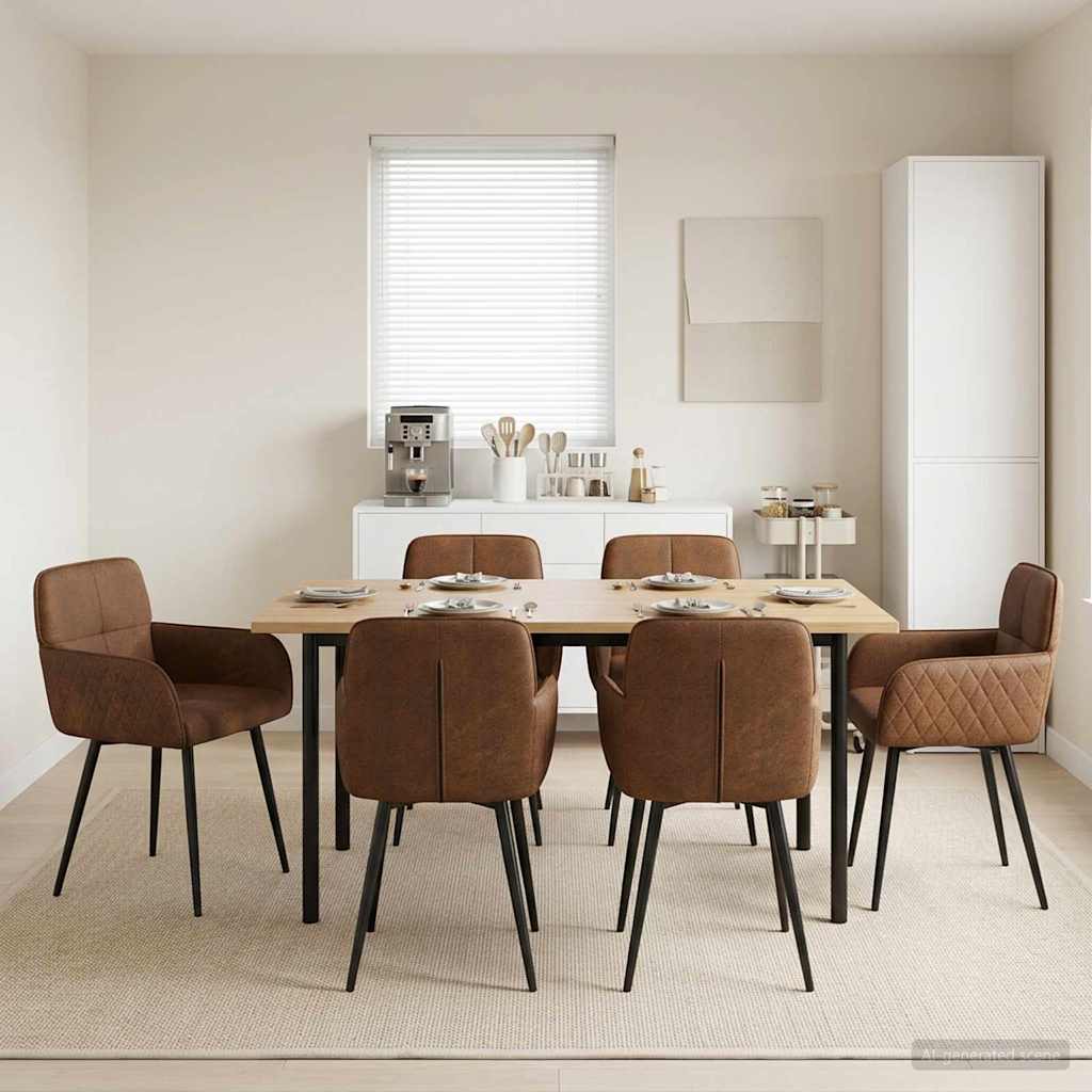 vidaXL Sillas de comedor 6 uds. Cuero de Suede Sintético Marrón