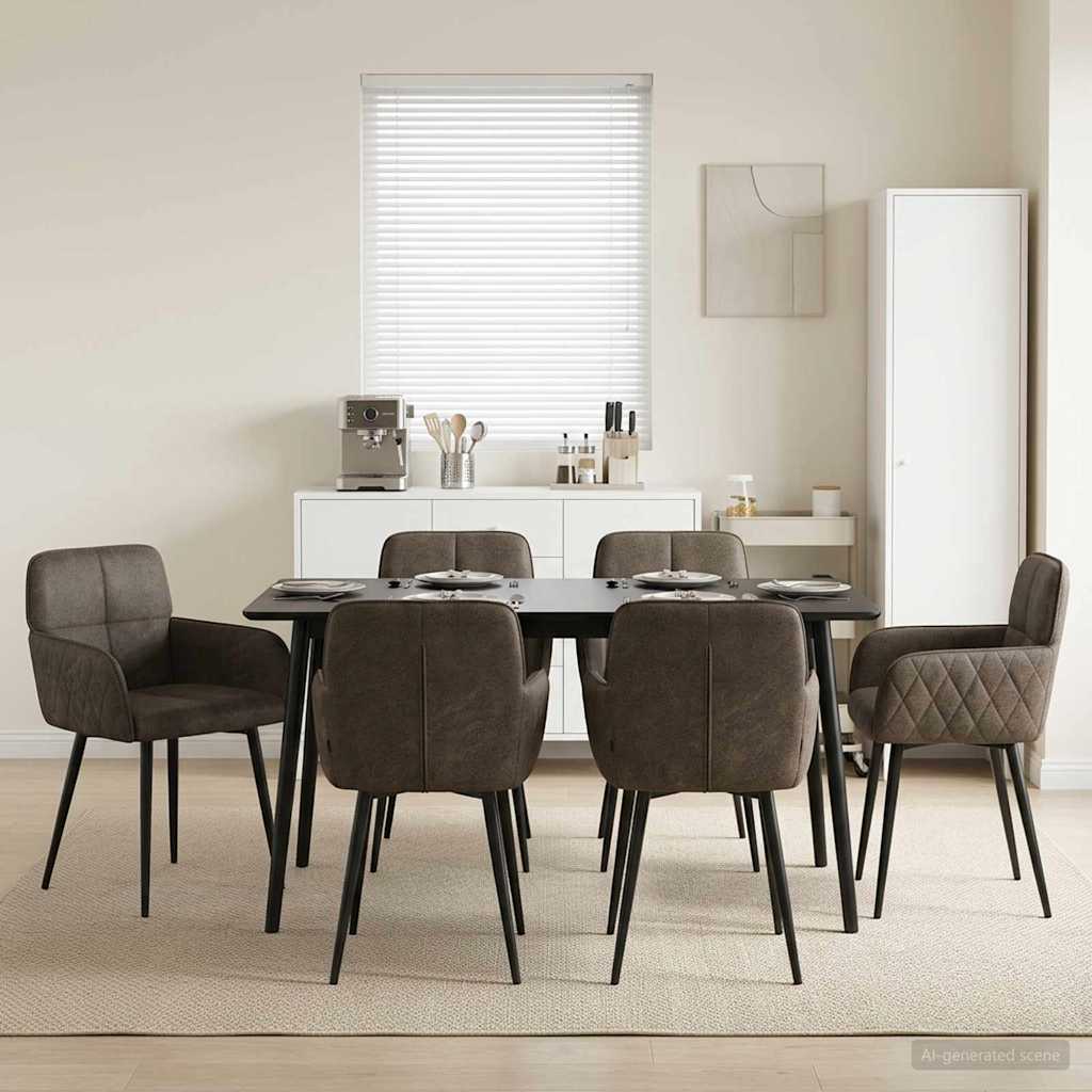 vidaXL Sillas de comedor 6 uds. Cuero de Suede Sintético Gris oscuro