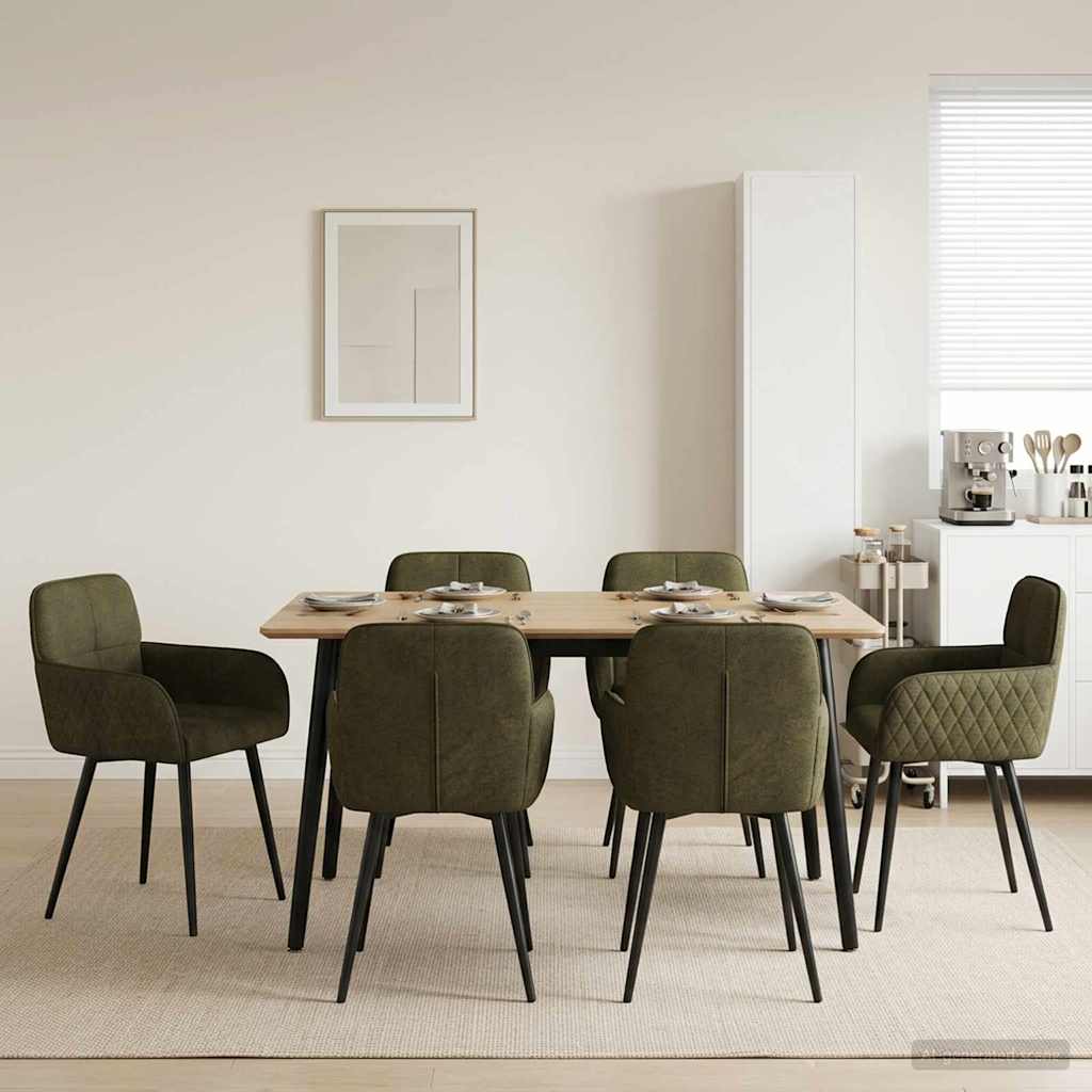 vidaXL Sillas de comedor 6 uds. Cuero de Suede Sintético Verde militar