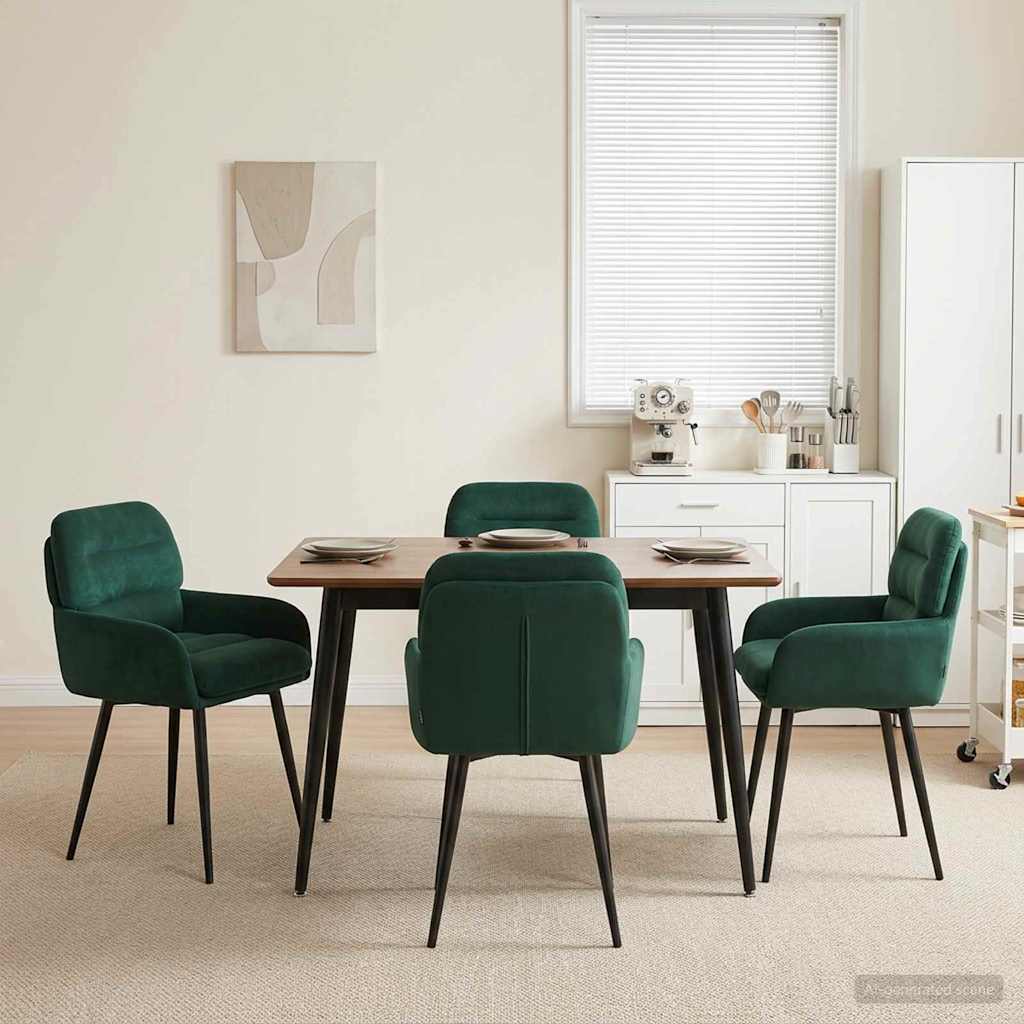 vidaXL Sillas de comedor 4 uds. Terciopelo Verde oscuro
