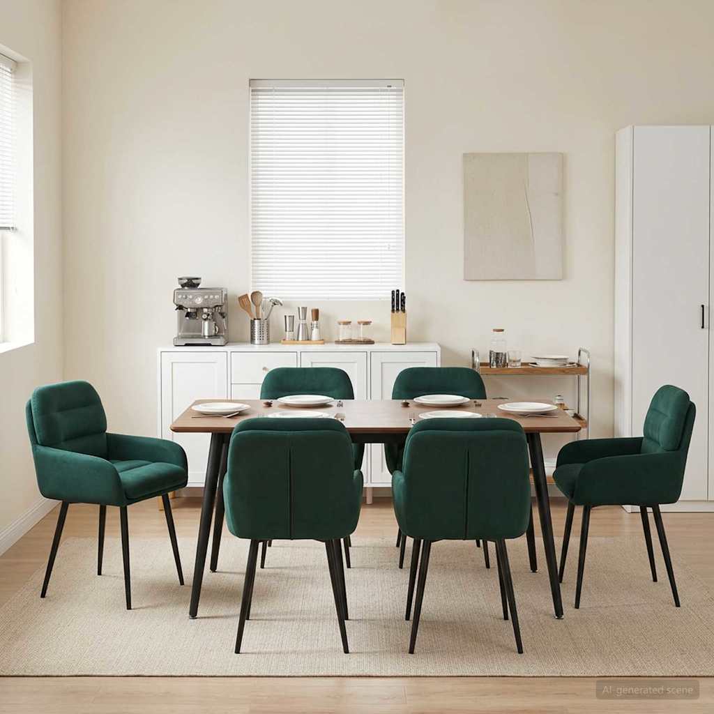 vidaXL Sillas de comedor 6 uds. Terciopelo Verde oscuro