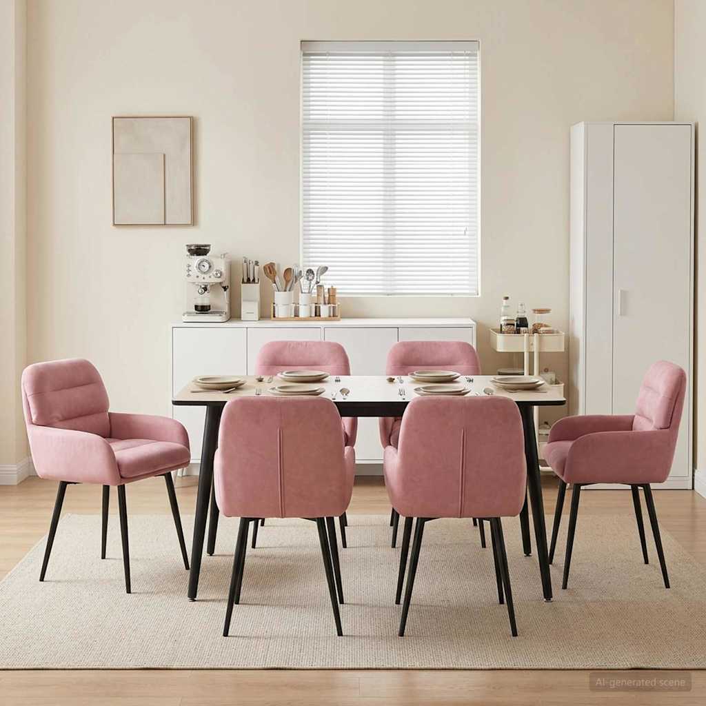 vidaXL Sillas de comedor 6 uds. Terciopelo Rosa 59 x 59,5 x 90 cm