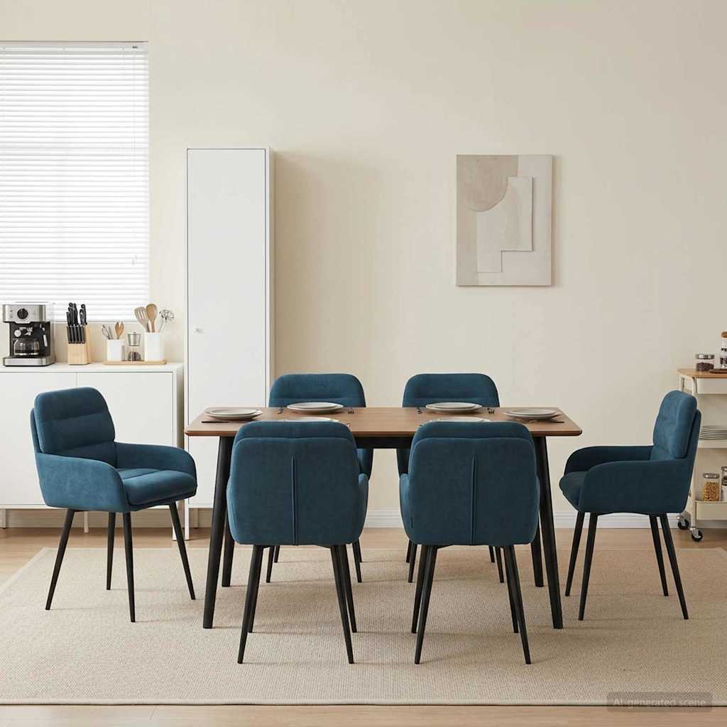 vidaXL Sillas de comedor 6 uds. Terciopelo Azul 59 x 59,5 x 90 cm