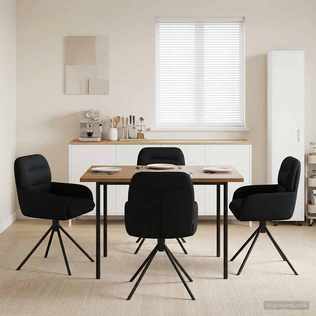 vidaXL Sillas de comedor giratorias 4 uds. Cuero sintético Negro