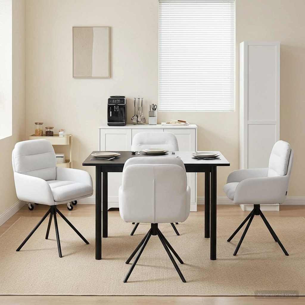 vidaXL Sillas de comedor giratorias 4 uds. Cuero sintético Blanco