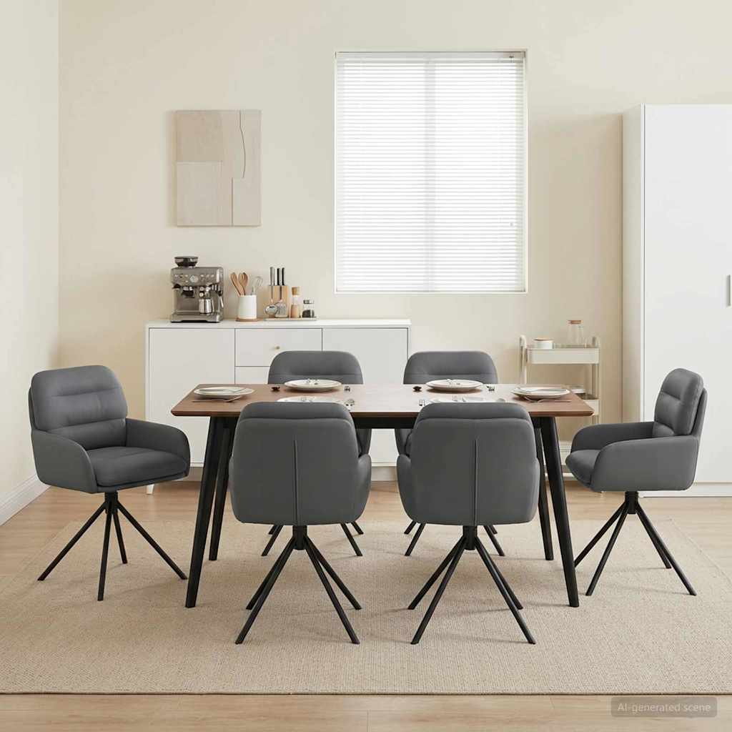 vidaXL Sillas de comedor giratorias 6 uds. Cuero sintético Gris