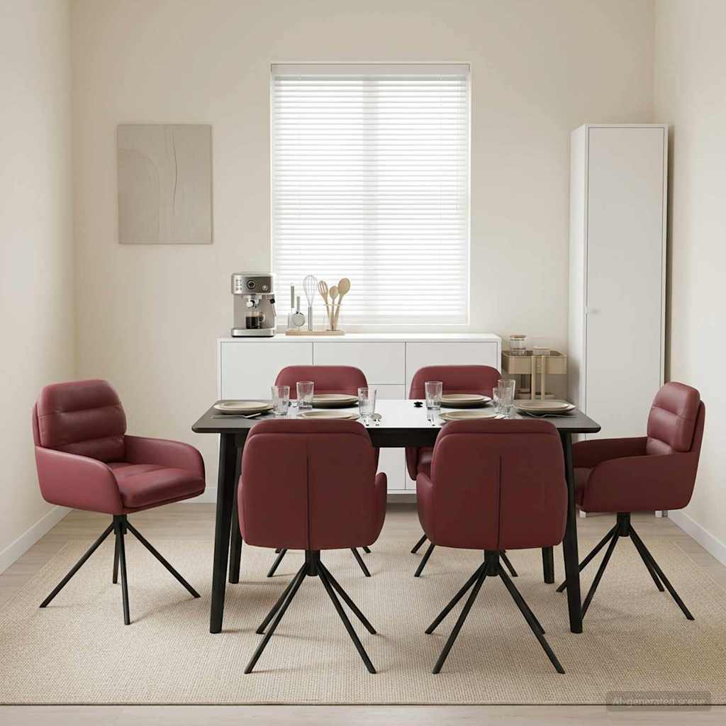 vidaXL Sillas de comedor giratorias 6 uds. Cuero sintético Rojo vino