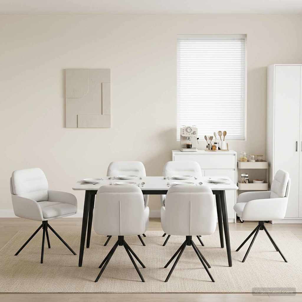 vidaXL Sillas de comedor giratorias 6 uds. Cuero sintético Blanco