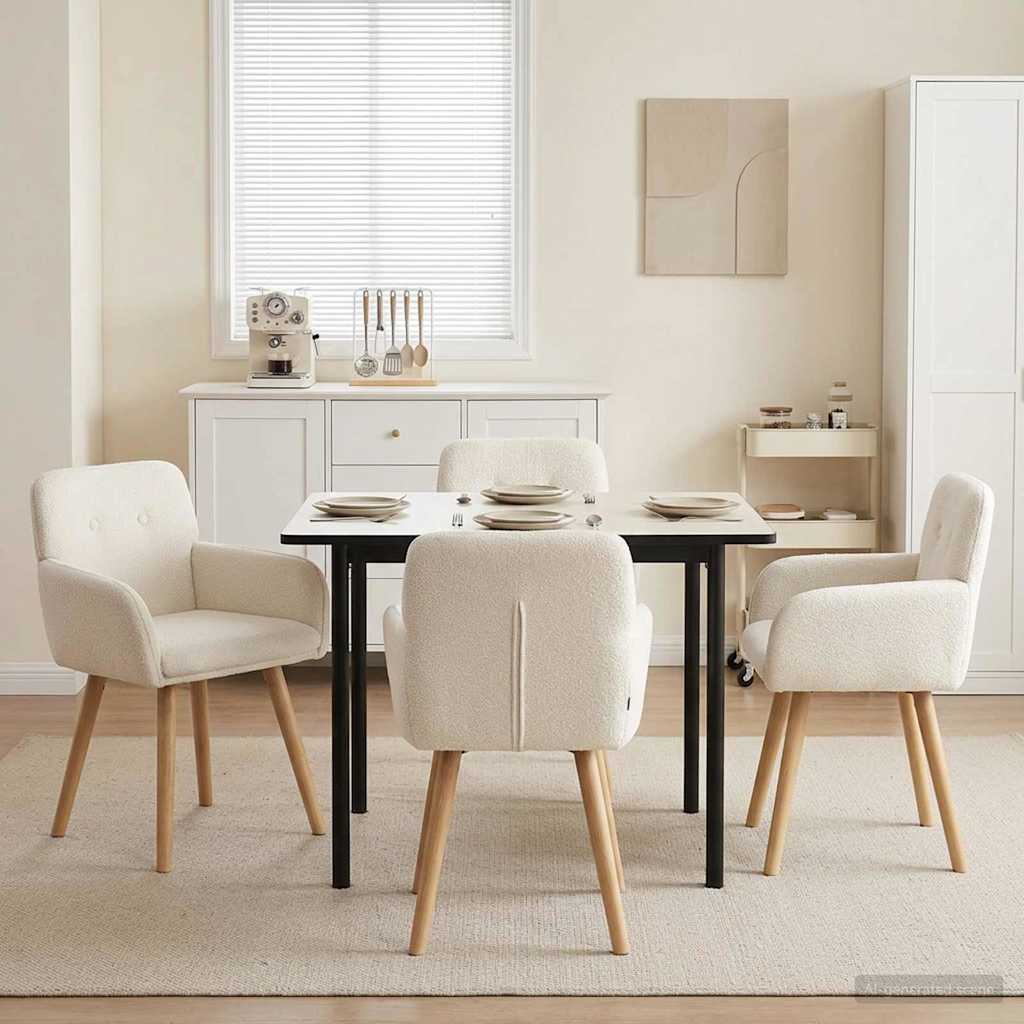 vidaXL Sillas de comedor 4 uds. Bouclé Crema 59 x 56,5 x 85 cm