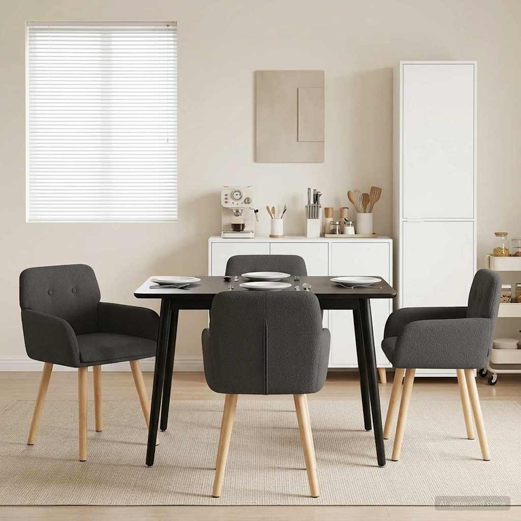 vidaXL Sillas de comedor 4 uds. Bouclé Gris oscuro 59 x 56,5 x 85 cm
