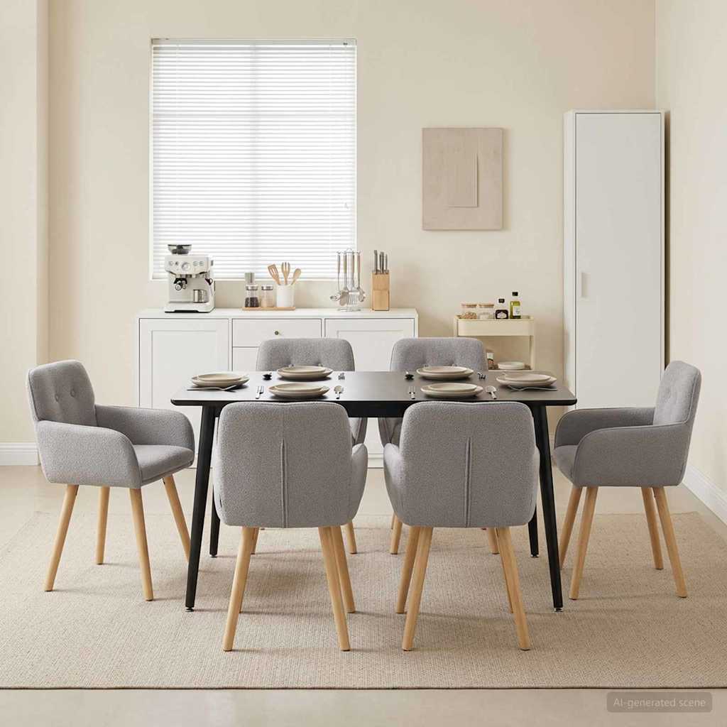 vidaXL Sillas de comedor 6 uds. Bouclé Gris Claro 59 x 56,5 x 85 cm