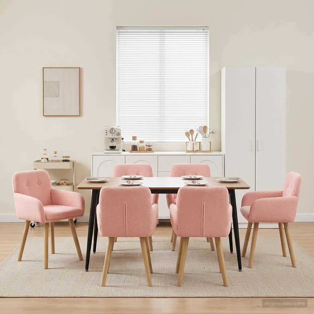 vidaXL Sillas de comedor 6 uds. Bouclé Rosa 59 x 56,5 x 85 cm